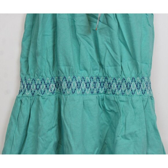 2014 Gymboree Sparkle Safari Teal Dress Embroidered Bow Shirring Tank Summer - Picture 6 of 7